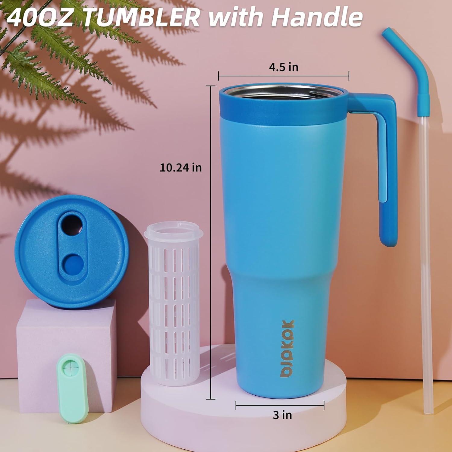 Vaso Aislado BJPKPK 1200ml con Asa y Difusor de Frutas Azul