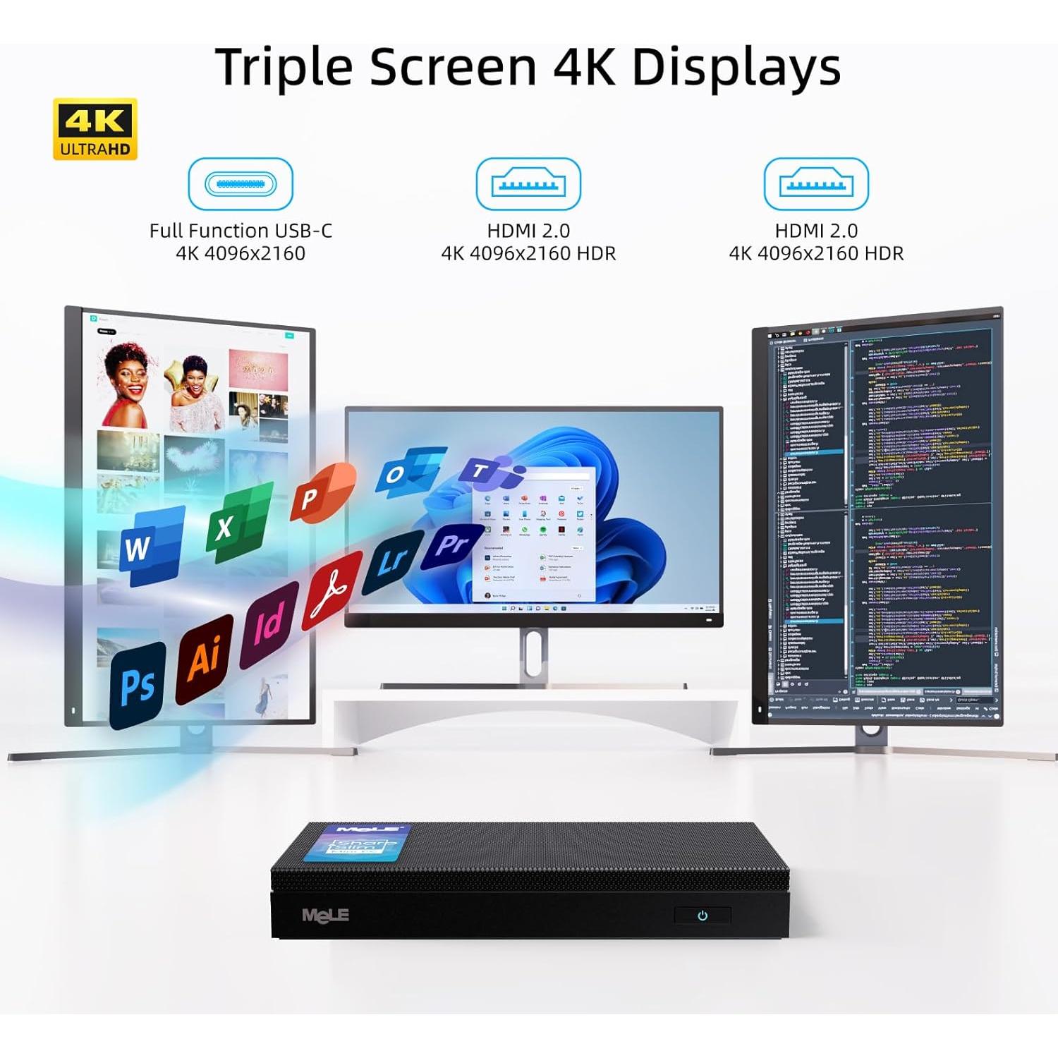 Mini PC MeLE Quieter 4C N100 16GB RAM 512GB SSD 4K