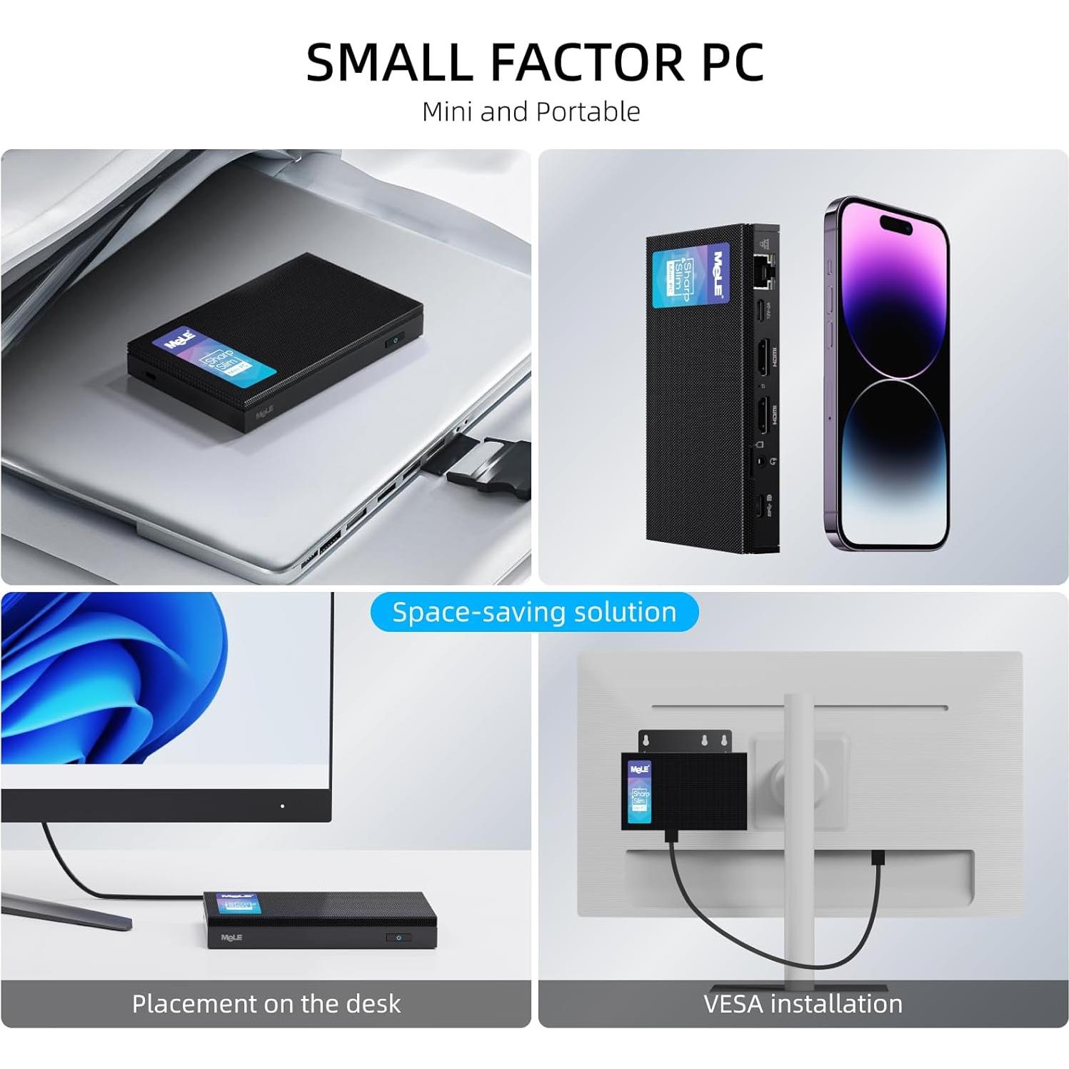 Mini PC MeLE Quieter 4C N100 16GB RAM 512GB SSD 4K