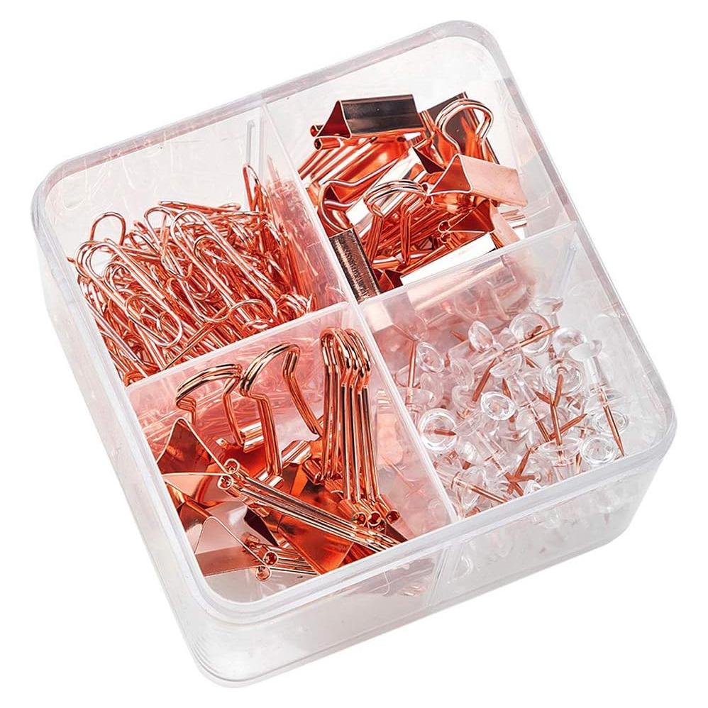Juego de Clips de Papel y Carpeta CREECHWA Rosa Oro 52 Piezas