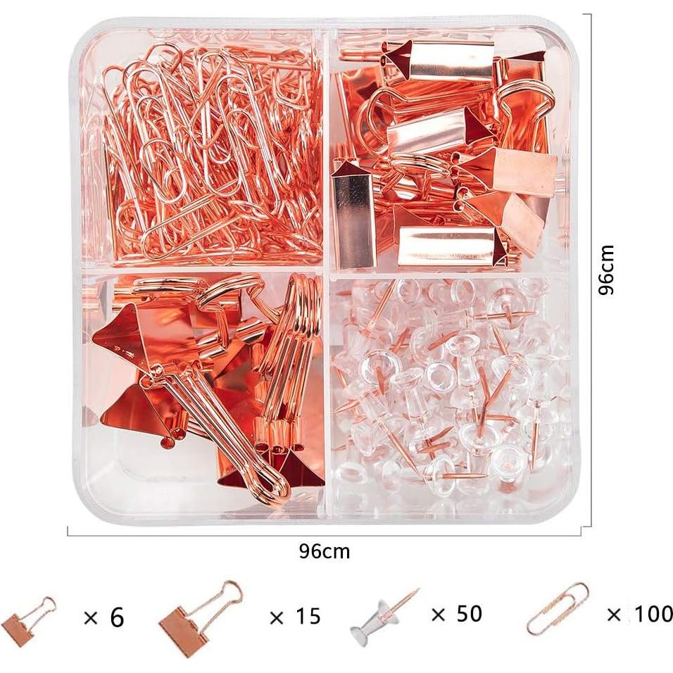 Juego de Clips de Papel y Carpeta CREECHWA Rosa Oro 52 Piezas