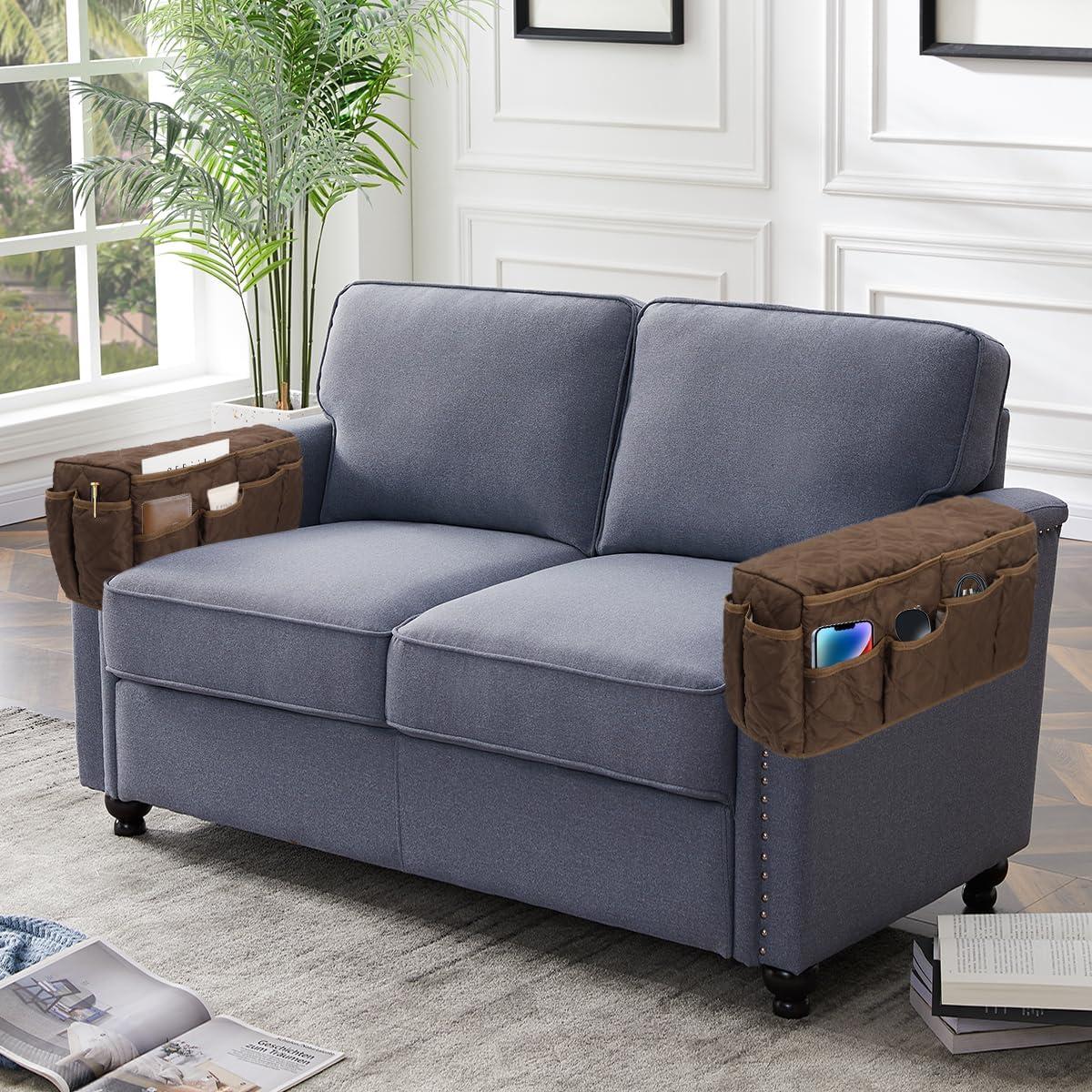 Caddy Organizador de Reposabrazos HADEEONG Marrón 14 Bolsillos