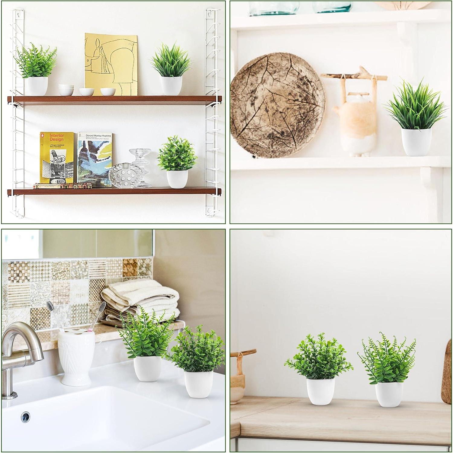 Plantas Artificiales en Macetas Der Rose - 4 Piezas Decorativas