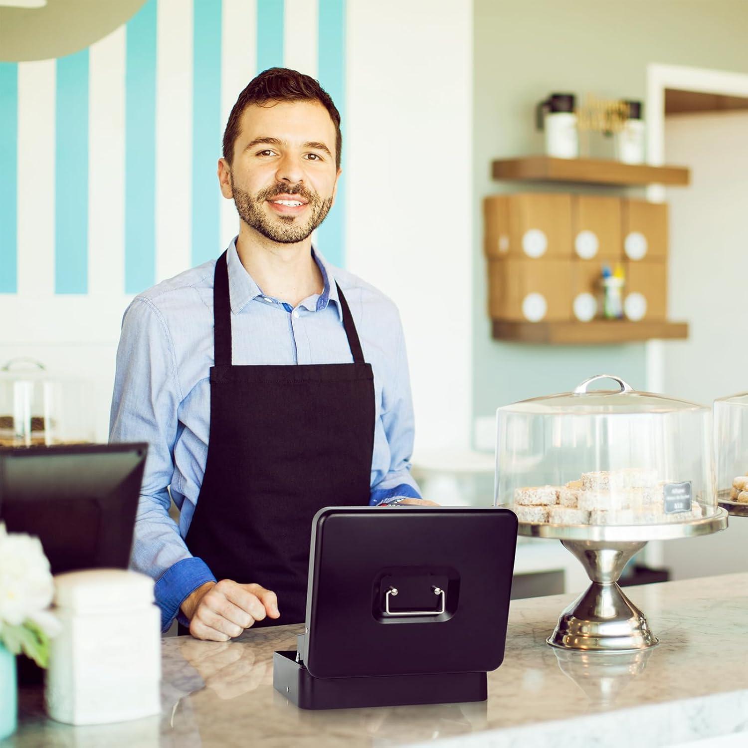 Caja de Efectivo Goehiaul Metal Negra 30x24x9 cm con 4 Llaves