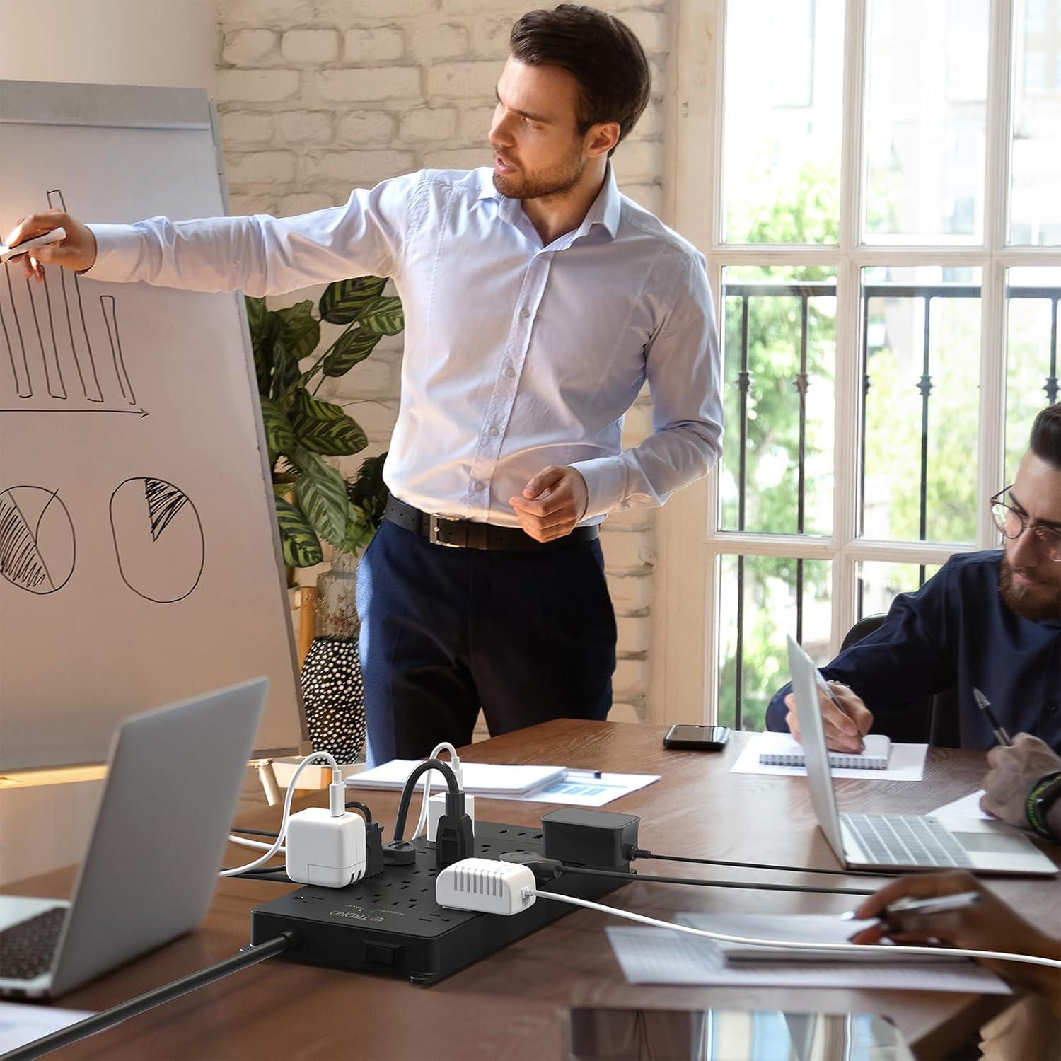 Regleta TROND Prime X 22 Salidas AC y 4 USB 5 Pies Negra