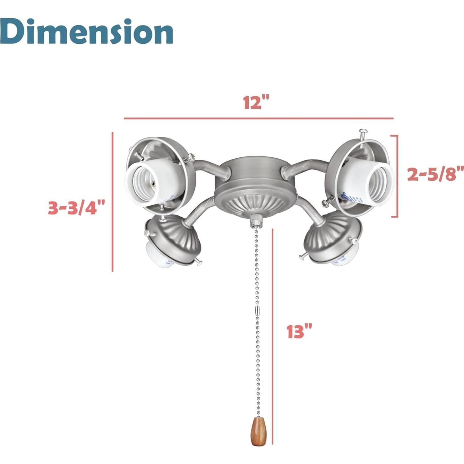 Kit de Luz para Ventilador de Techo Aspen Creative 22003-11 4 Luces Níquel