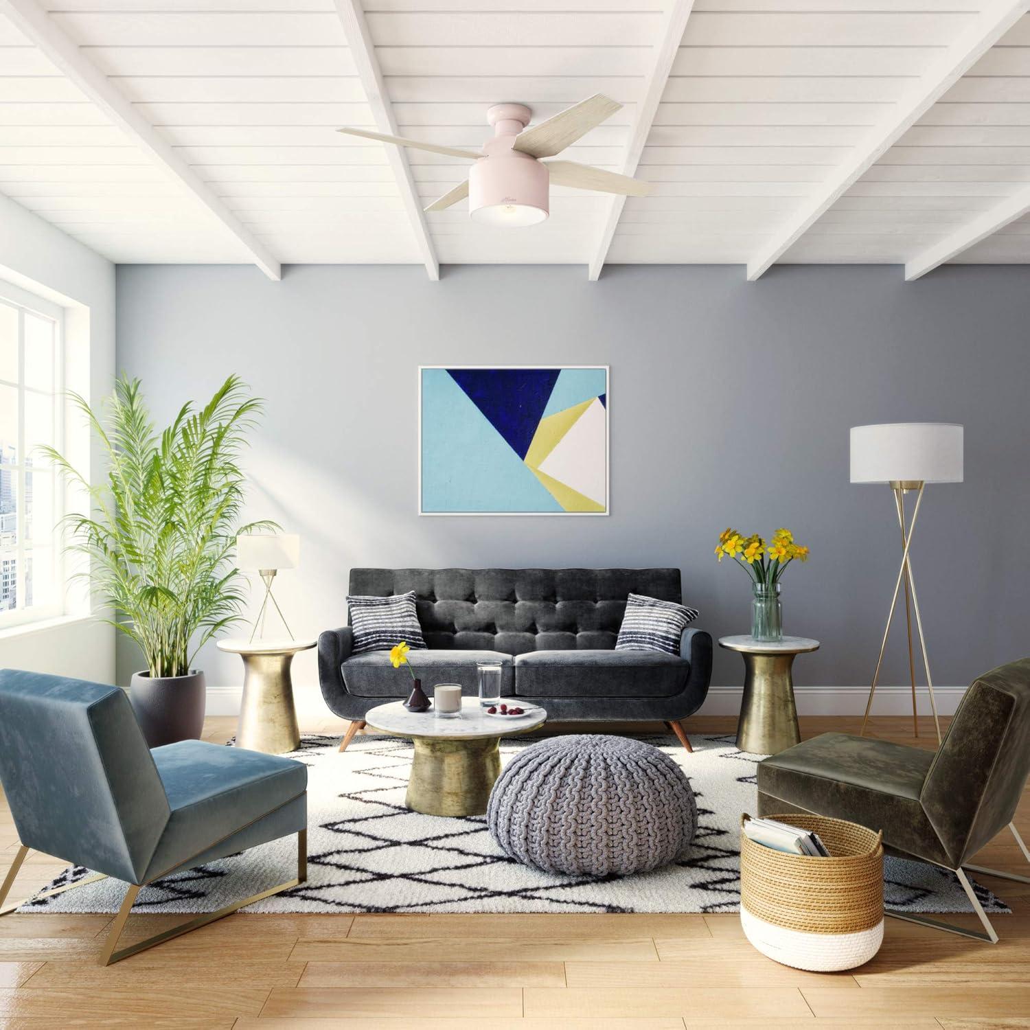 Ventilador de Techo Hunter Cranbrook 52" Rosa Blush LED