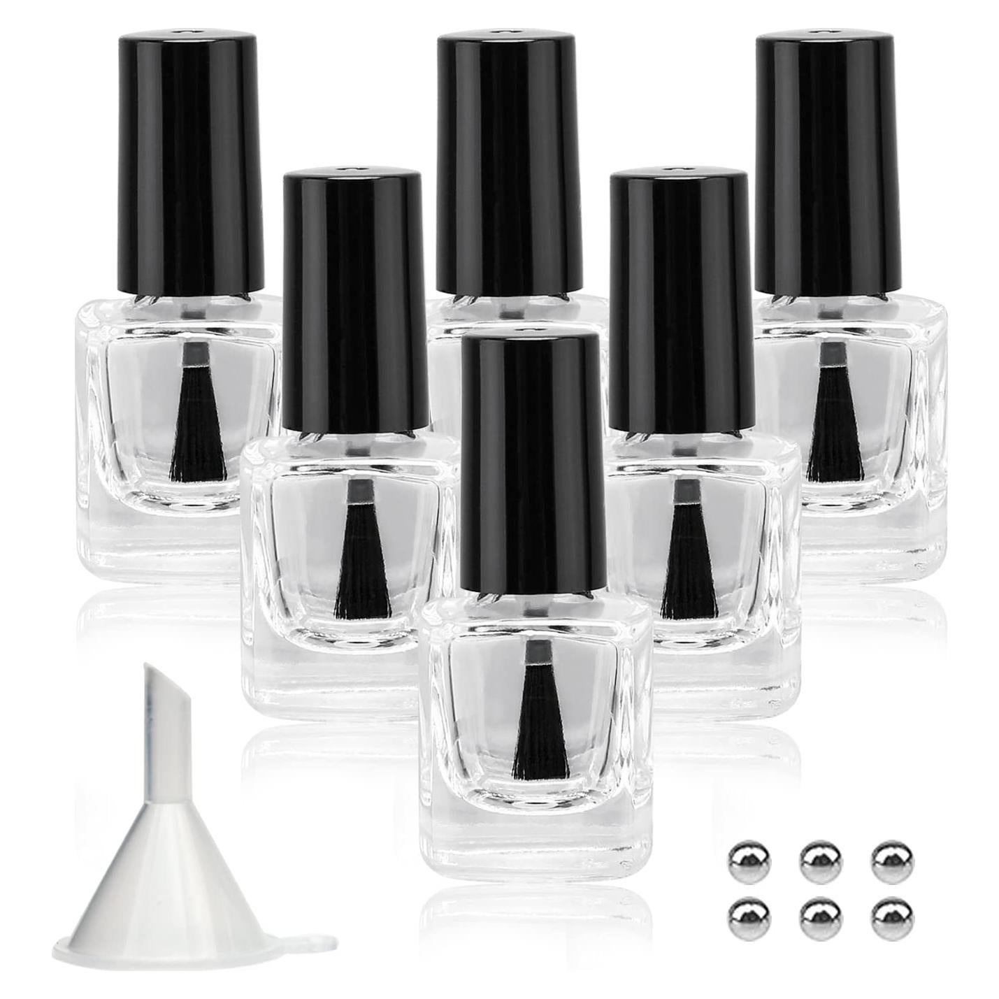 6 Botellas Vacías de Esmalte de Uñas 5ML Agidea con Embudo