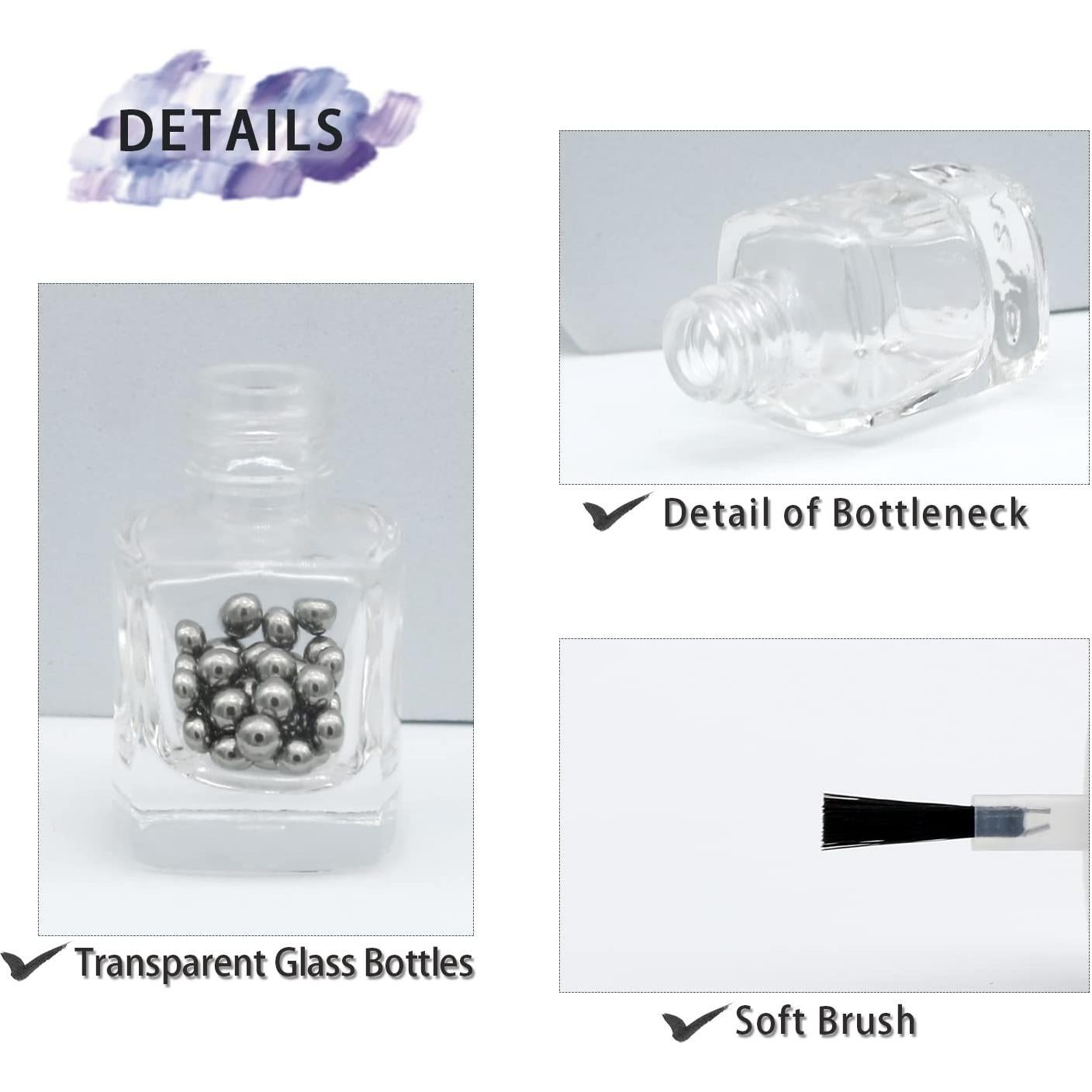 6 Botellas Vacías de Esmalte de Uñas 5ML Agidea con Embudo