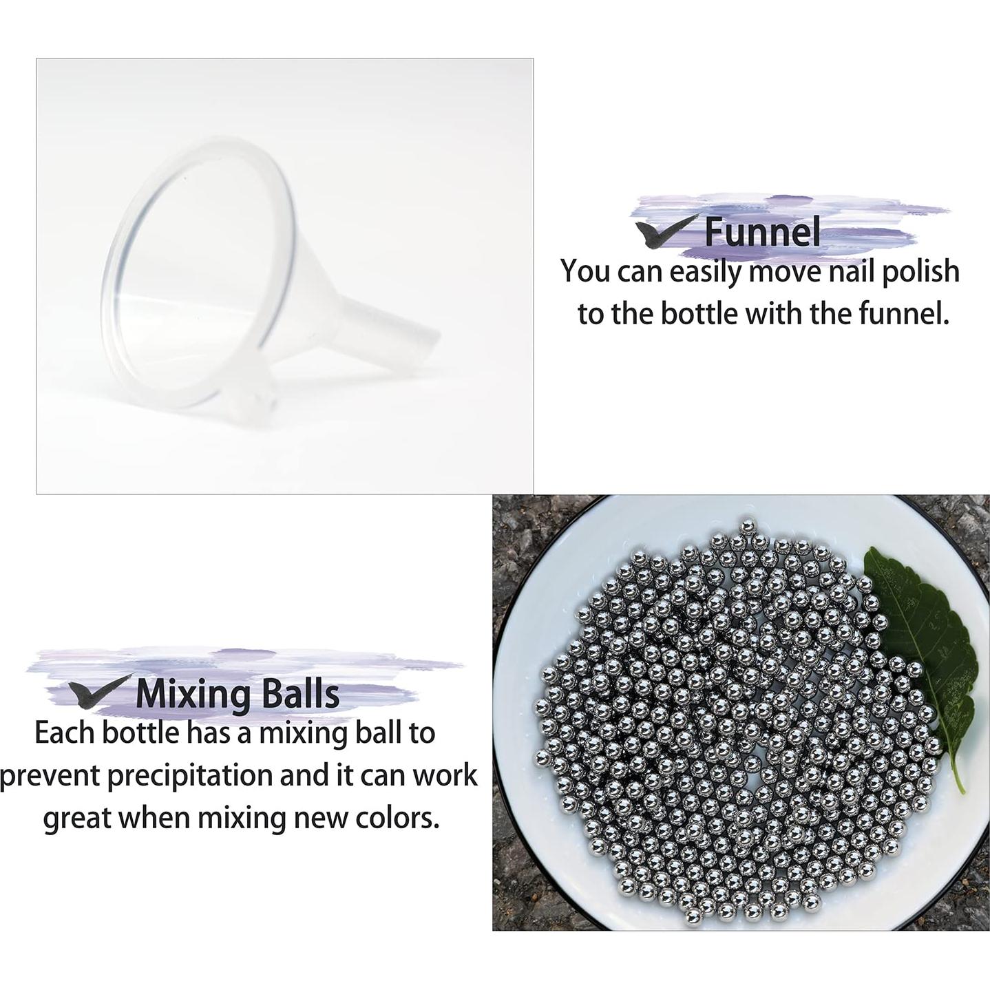 6 Botellas Vacías de Esmalte de Uñas 5ML Agidea con Embudo