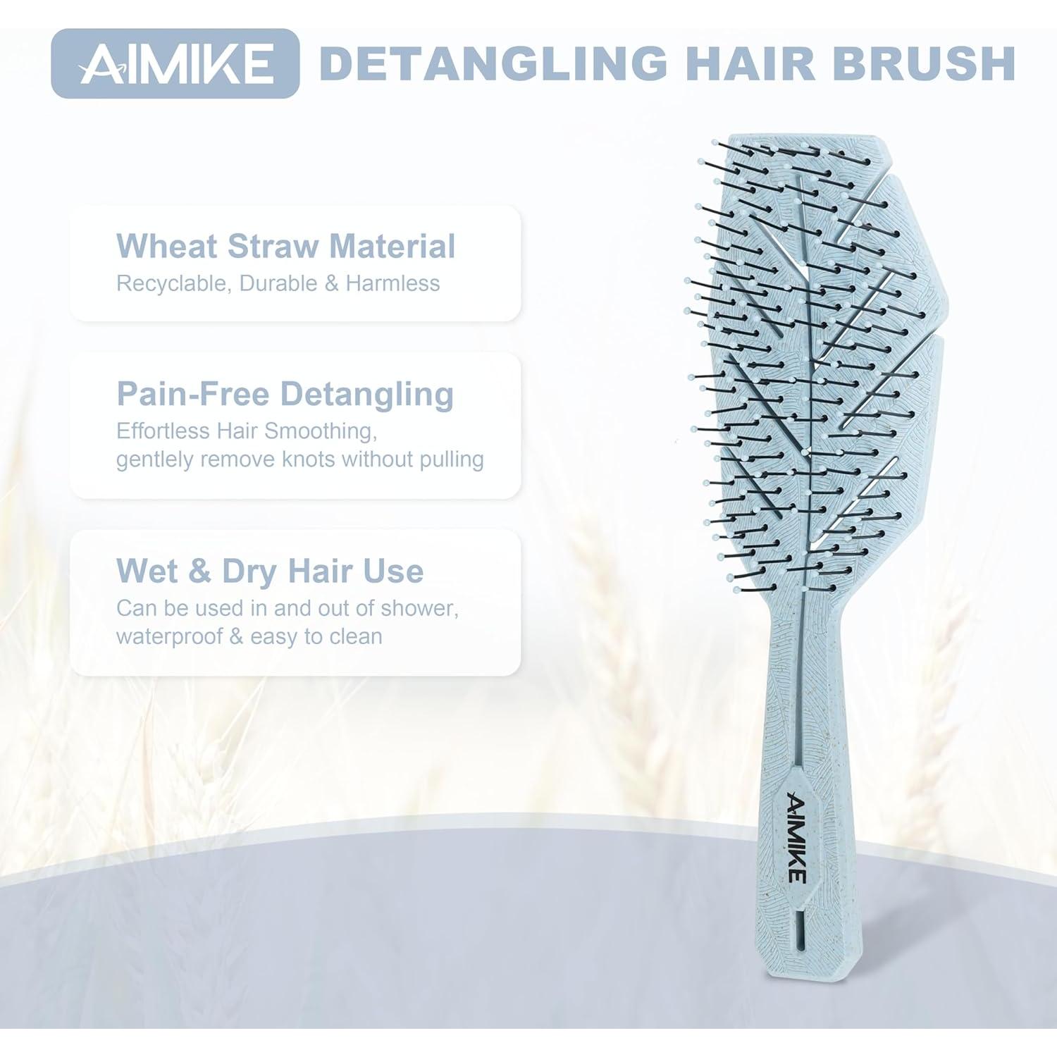 Cepillo Desenredante Bio-Amigable AIMIKE Azul - Sin Tirones