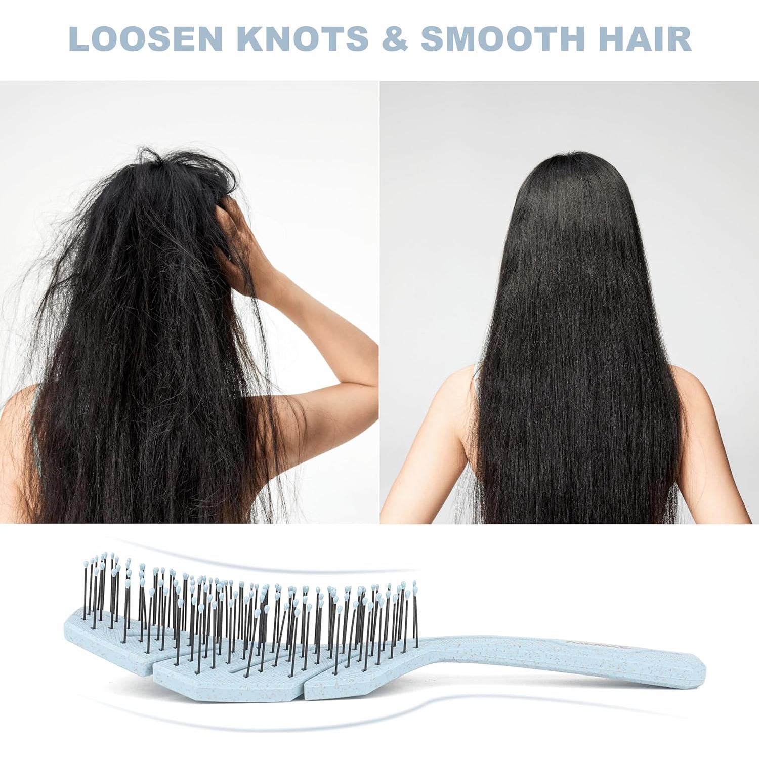 Cepillo Desenredante Bio-Amigable AIMIKE Azul - Sin Tirones