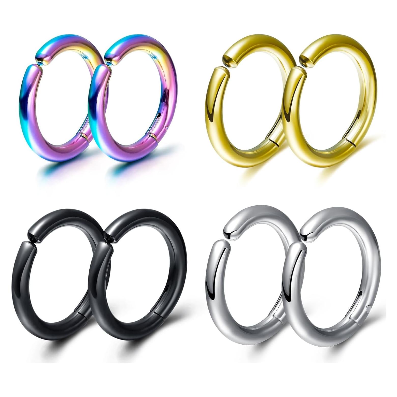 Pendientes Clip On Huggie SIISPRI Unisex Hipoalergénicos Acero Inoxidable 10mm