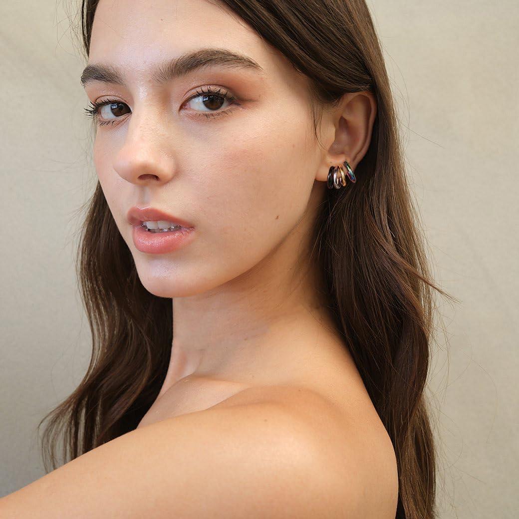 Pendientes Clip On Huggie SIISPRI Unisex Hipoalergénicos Acero Inoxidable 10mm