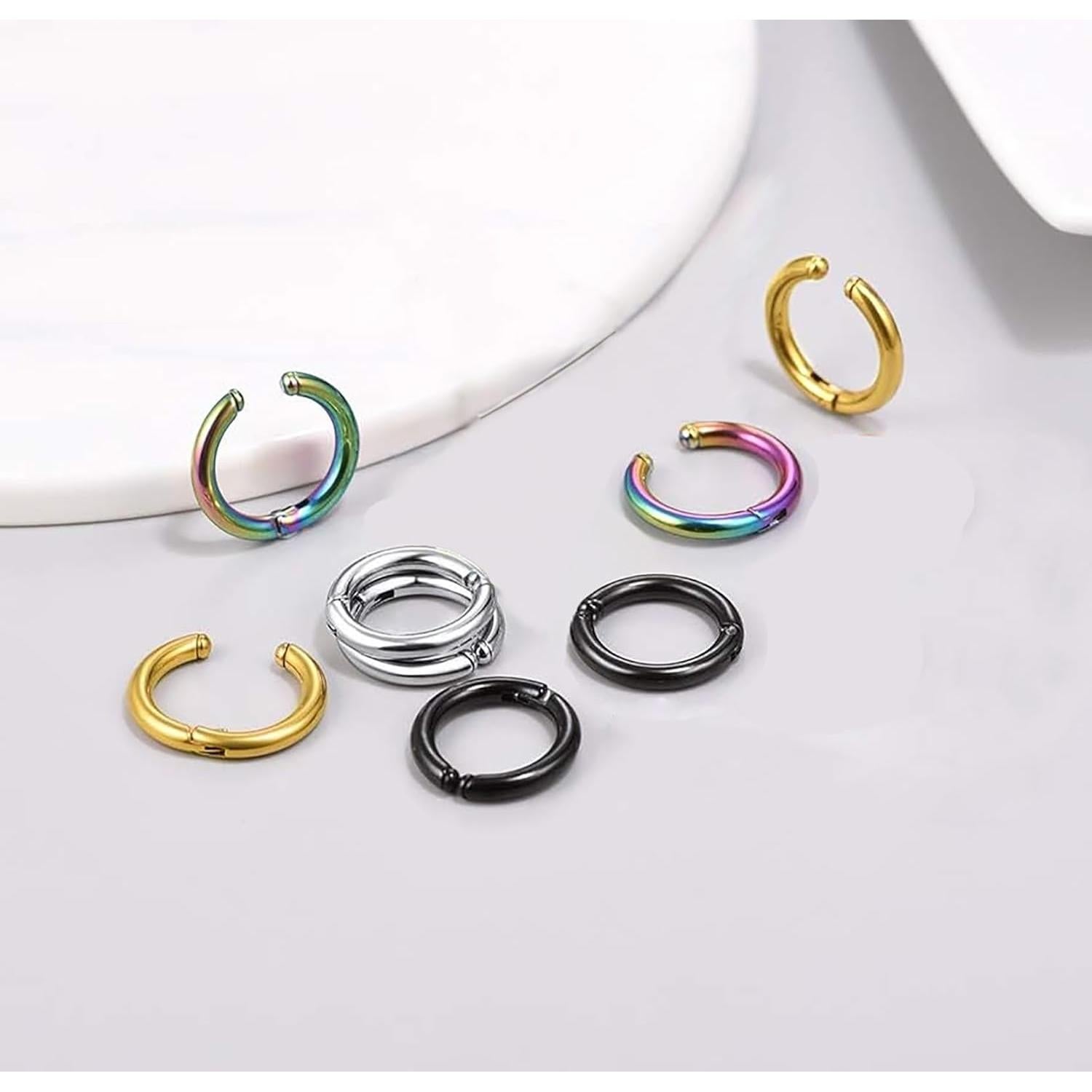 Pendientes Clip On Huggie SIISPRI Unisex Hipoalergénicos Acero Inoxidable 10mm