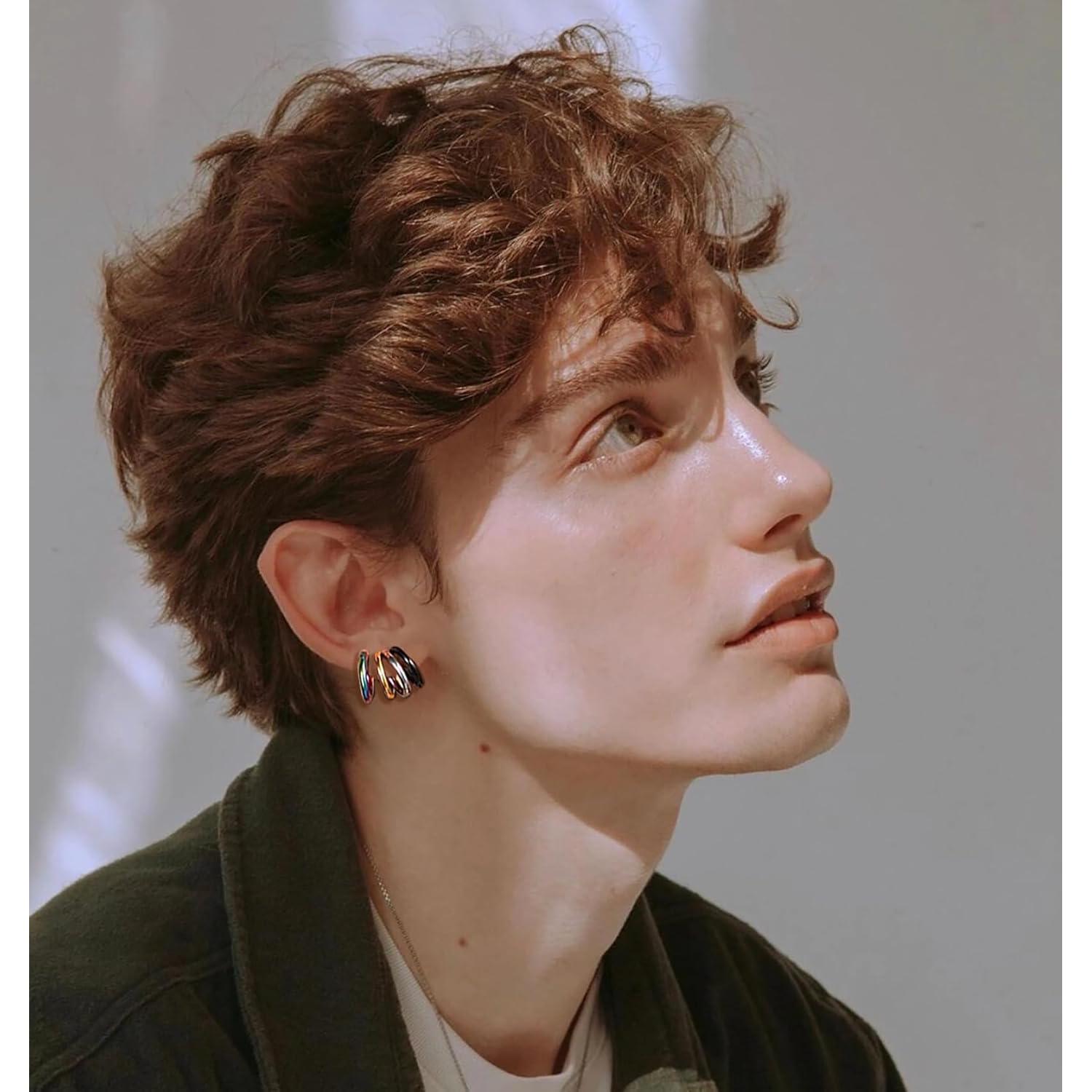 Pendientes Clip On Huggie SIISPRI Unisex Hipoalergénicos Acero Inoxidable 10mm