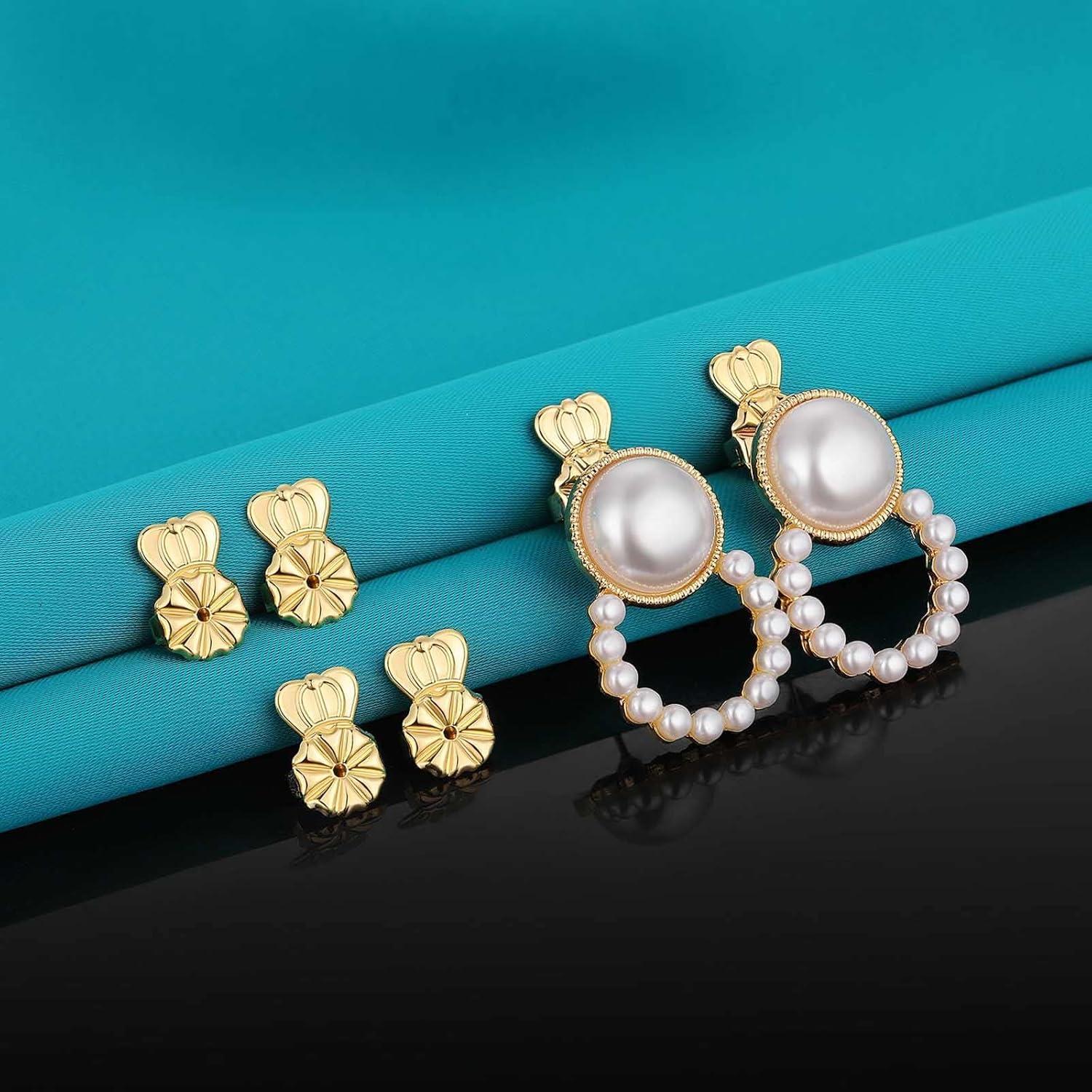 Soportes para Pendientes Pesados Catinee 6 Pcs Hipoalergénicos Oro