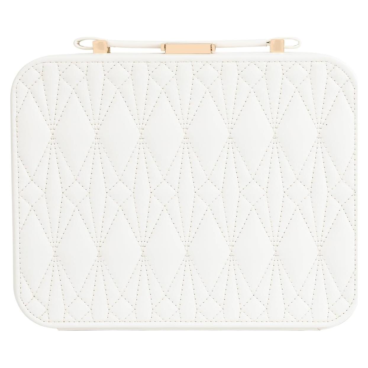 Caja de Joyería V-LAFUY Grande Blanca 2 Capas con Asa