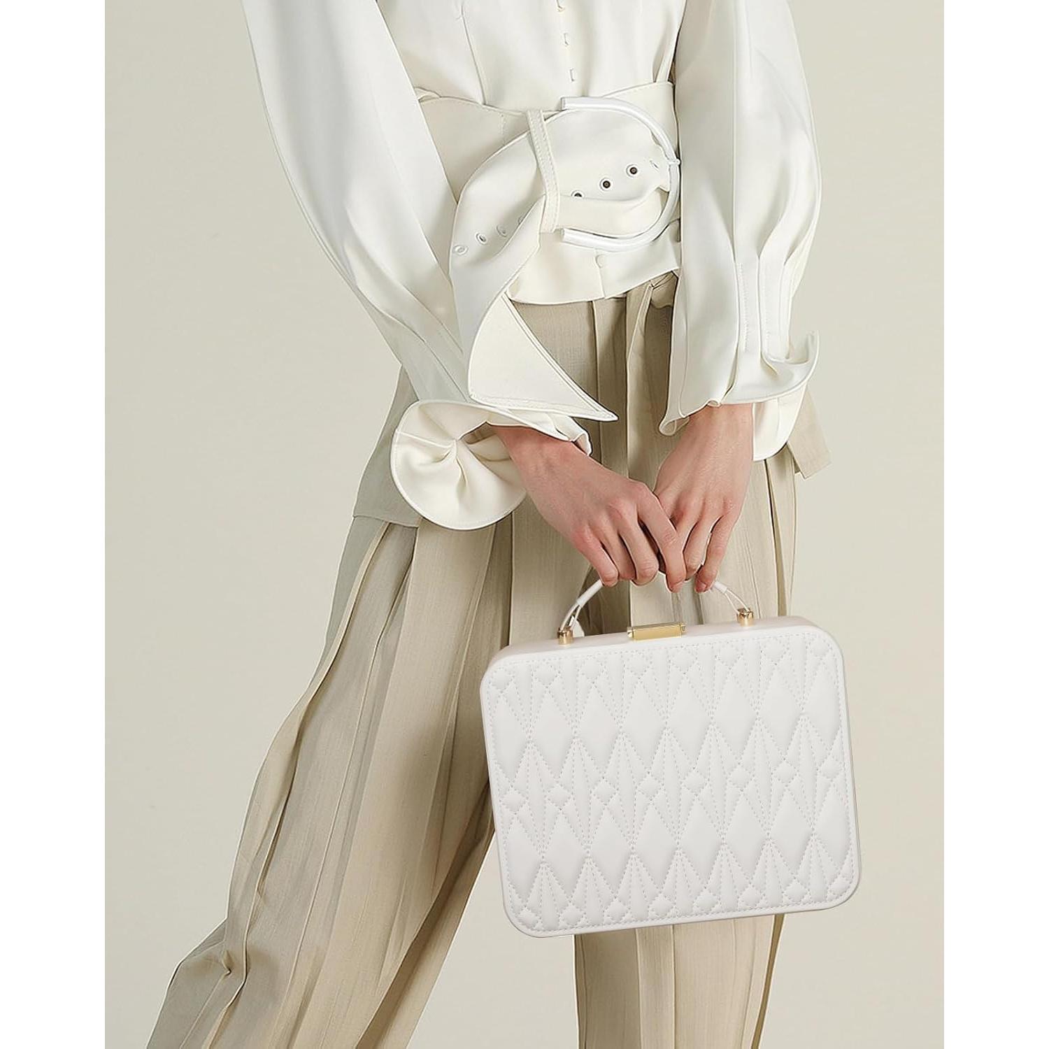 Caja de Joyería V-LAFUY Grande Blanca 2 Capas con Asa