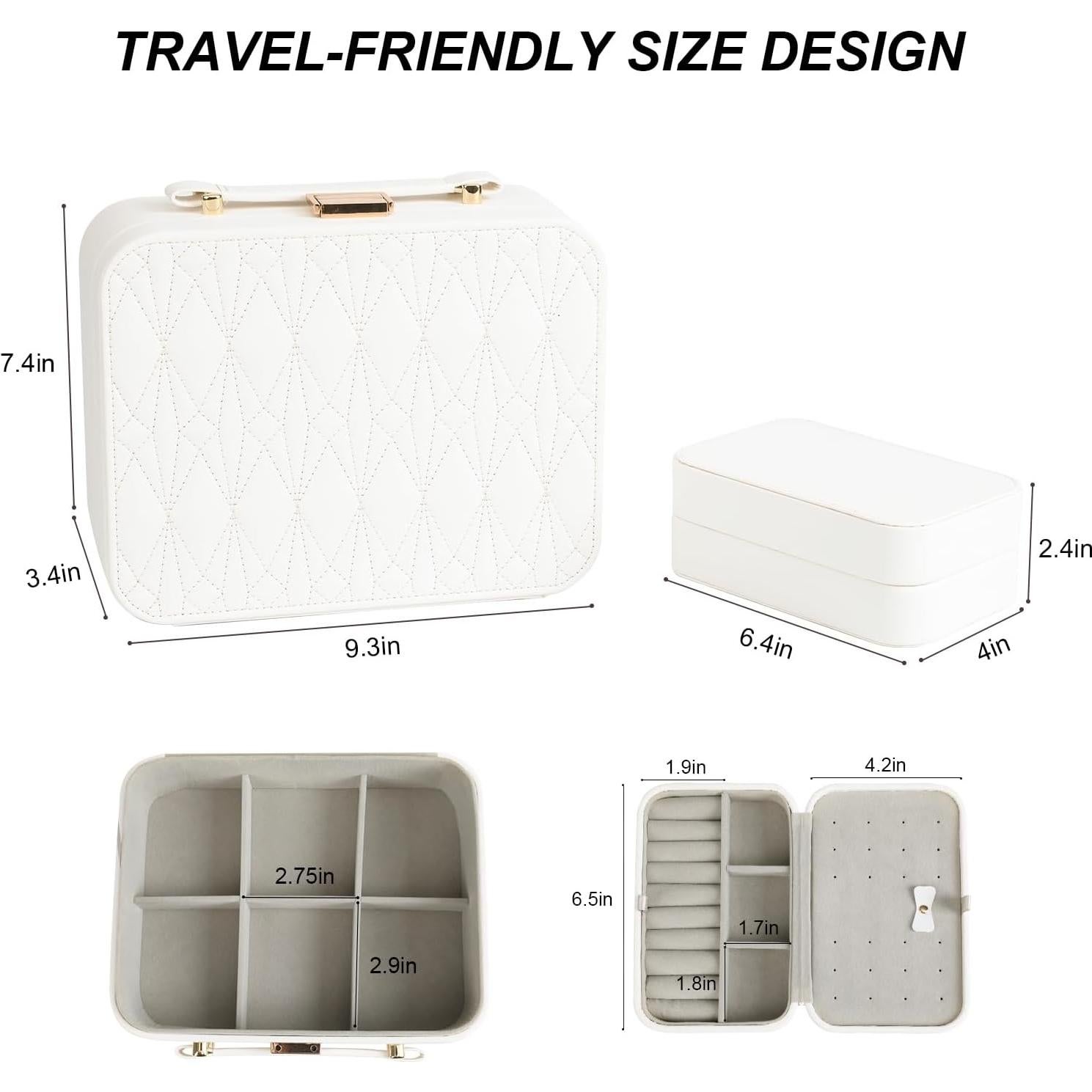 Caja de Joyería V-LAFUY Grande Blanca 2 Capas con Asa