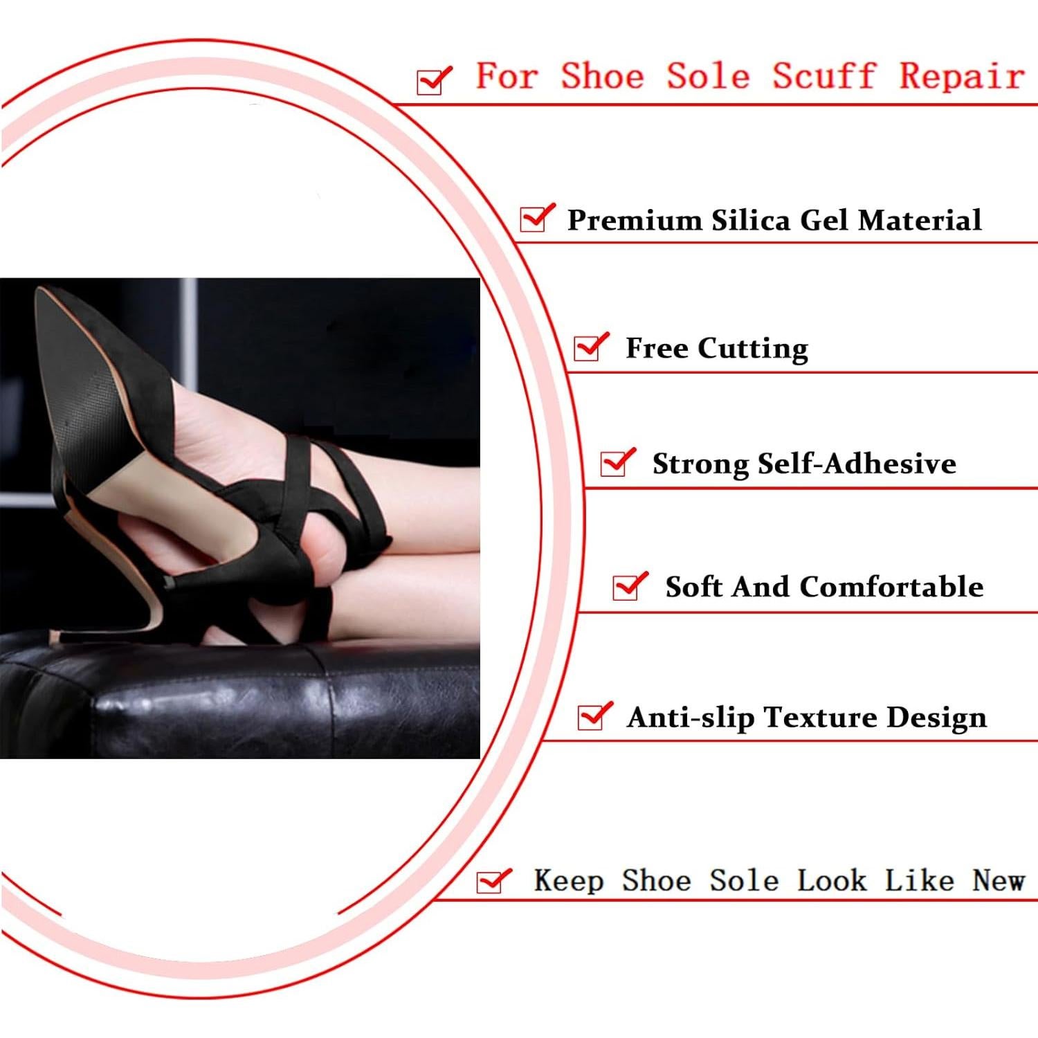 Protector de Suela Antideslizante BHXANZOU Negro 4 Pcs