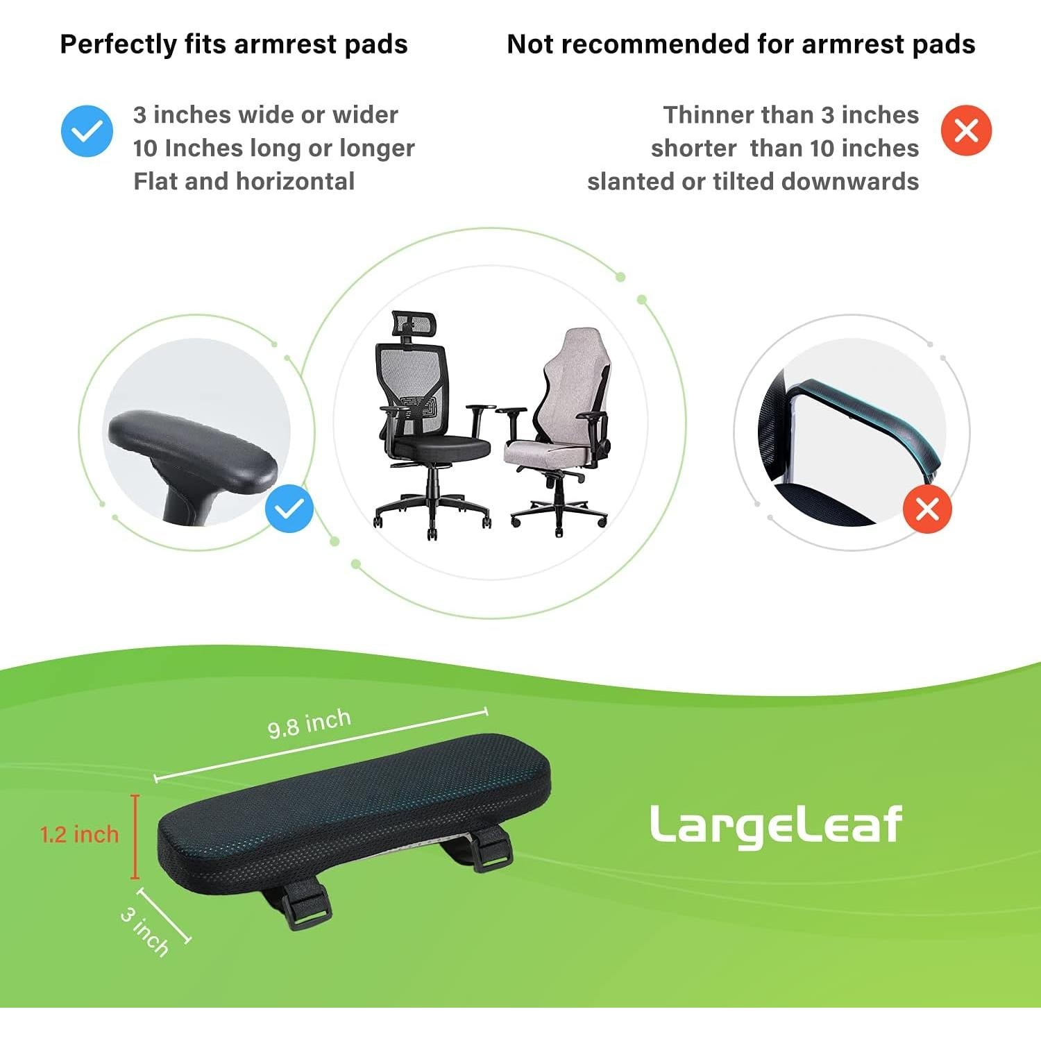 Cojines de Gel Refrigerante LargeLeaf para Reposabrazos - 2 Piezas