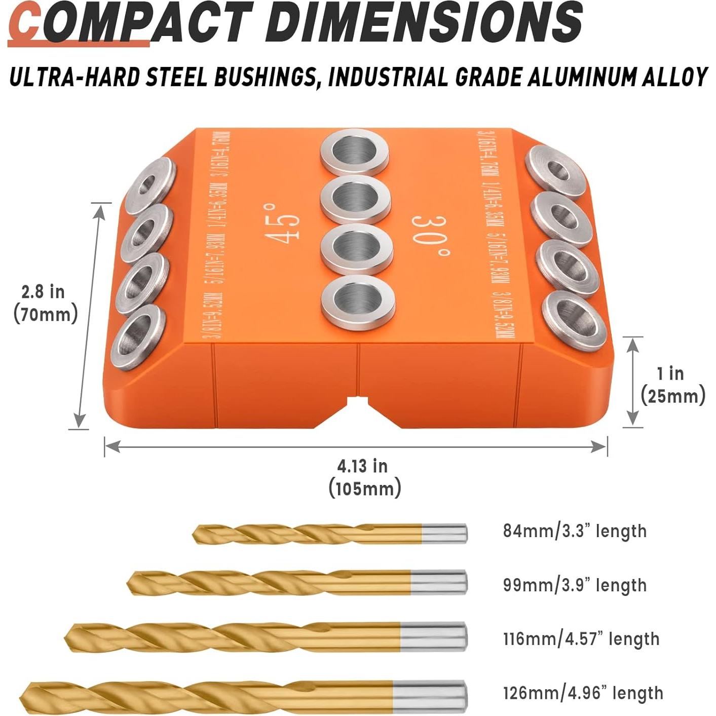 Guía de Taladro Angulada Neitra con 4 Brocas - 30/45/90 Grados