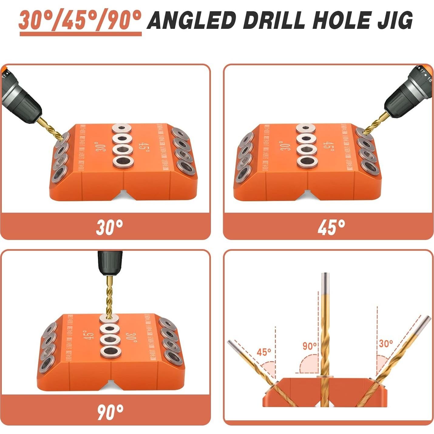 Guía de Taladro Angulada Neitra con 4 Brocas - 30/45/90 Grados