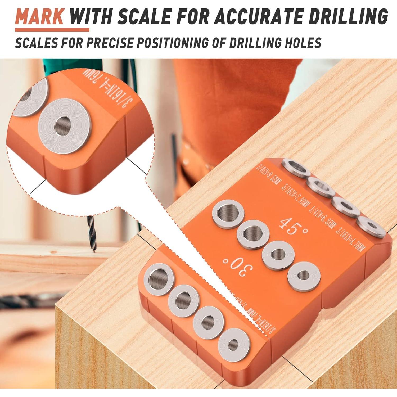 Guía de Taladro Angulada Neitra con 4 Brocas - 30/45/90 Grados