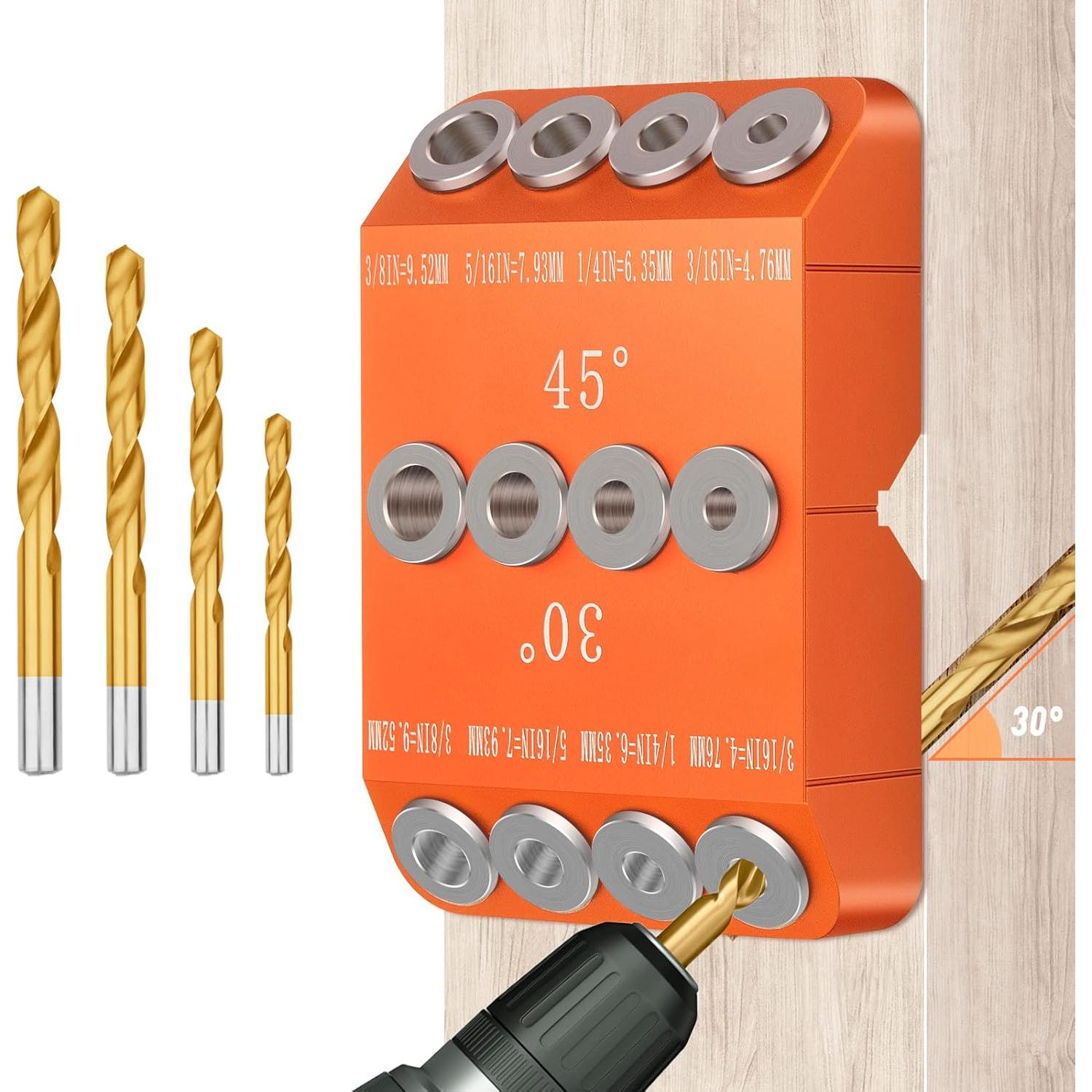 Guía de Taladro Angulada Neitra con 4 Brocas - 30/45/90 Grados