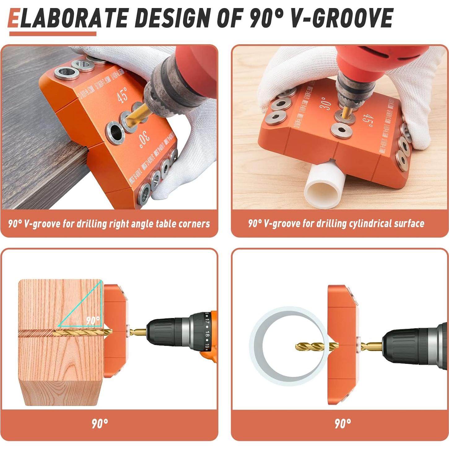 Guía de Taladro Angulada Neitra con 4 Brocas - 30/45/90 Grados