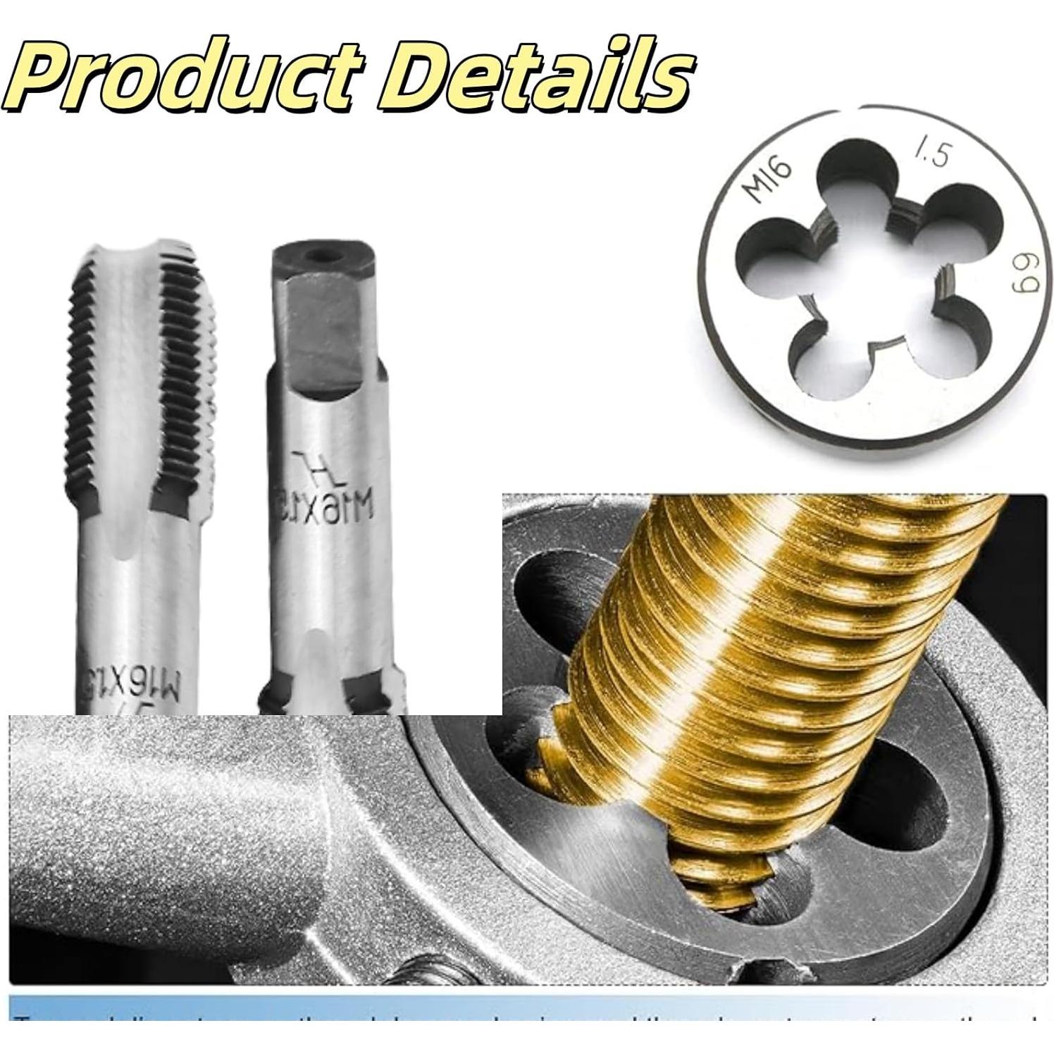 Juego de Machos y Matrices M16 x 1.5mm Haokixin - 3 Piezas