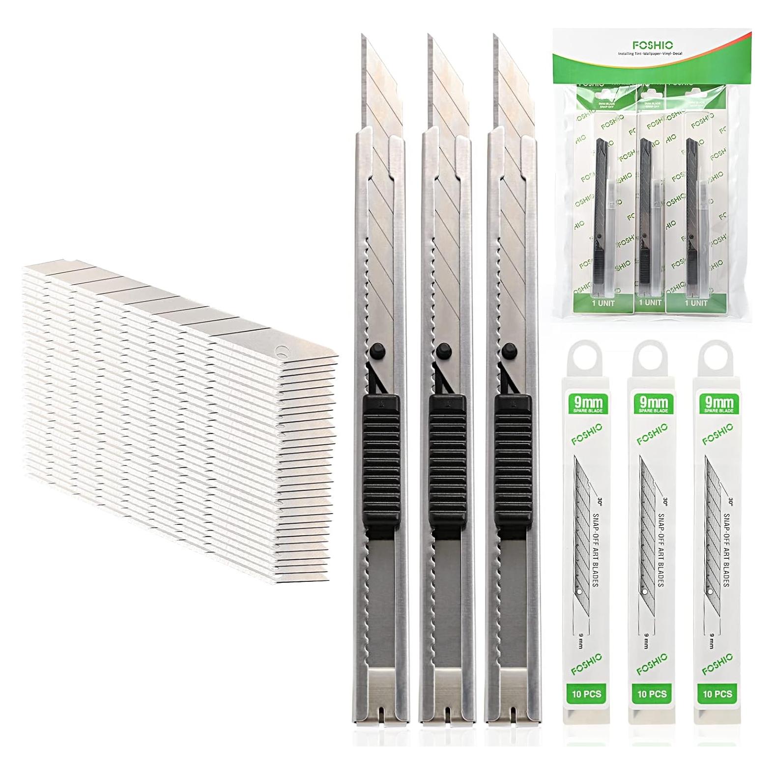 Cuchillo Utilitario Retráctil FOSHIO 3 Piezas 9 mm Hoja