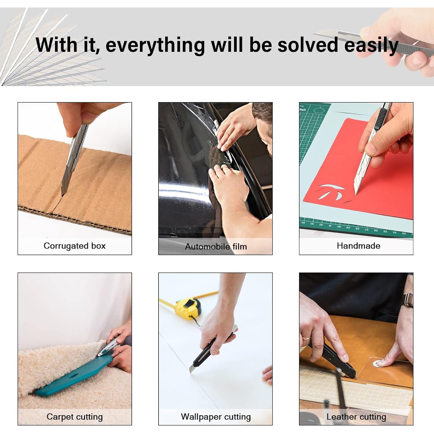 Cuchillo Utilitario Retráctil FOSHIO 3 Piezas 9 mm Hoja