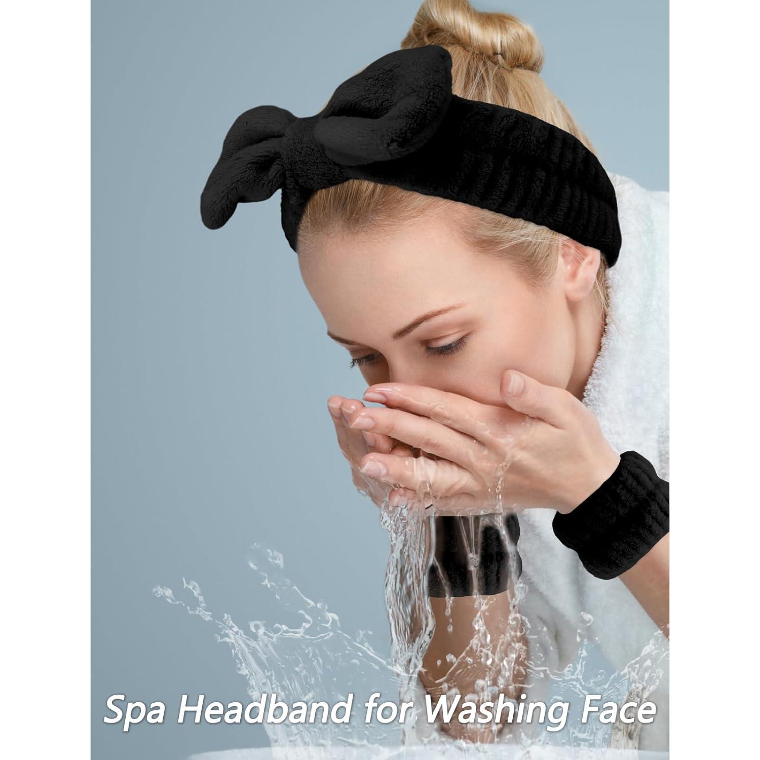 Banda de Spa Velscrun 6 Pack - Accesorios de Maquillaje Negro