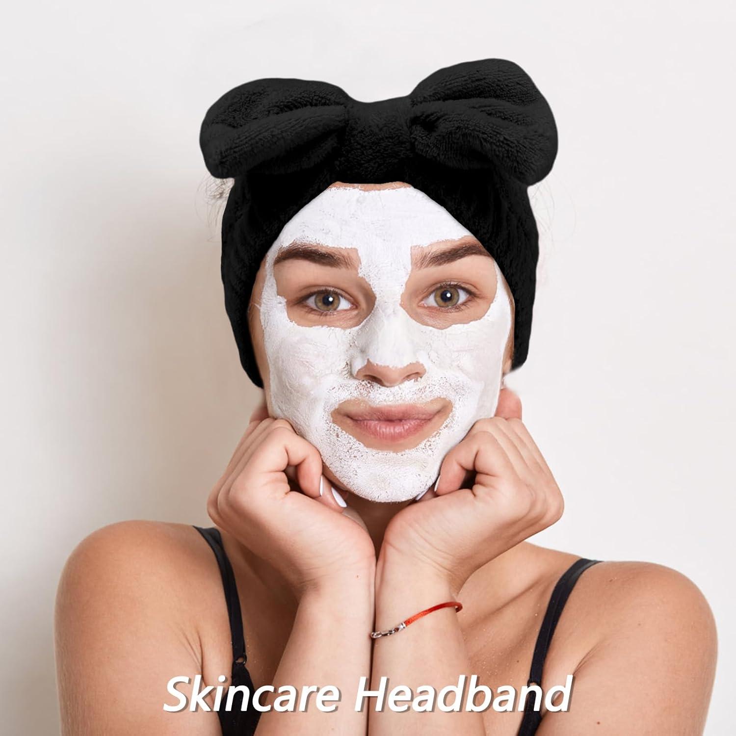 Banda de Spa Velscrun 6 Pack - Accesorios de Maquillaje Negro