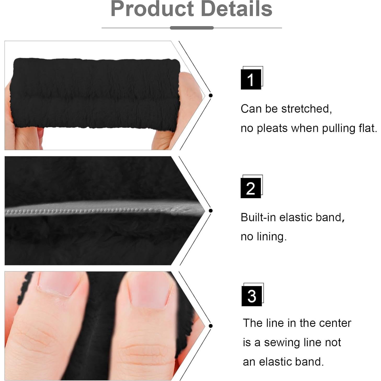 Banda de Spa Velscrun 6 Pack - Accesorios de Maquillaje Negro