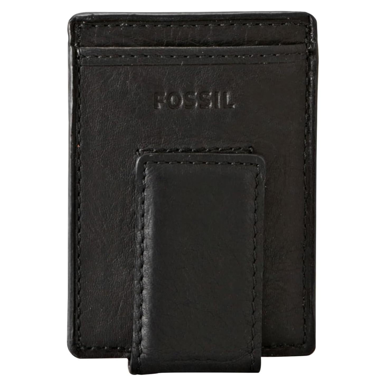 Cartera Minimalista de Cuero Fossil para Hombre Negra