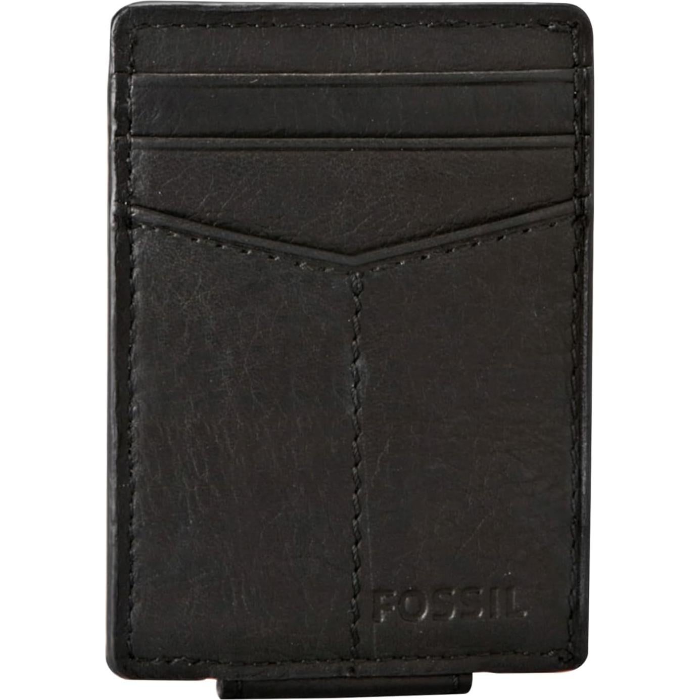 Cartera Minimalista de Cuero Fossil para Hombre Negra