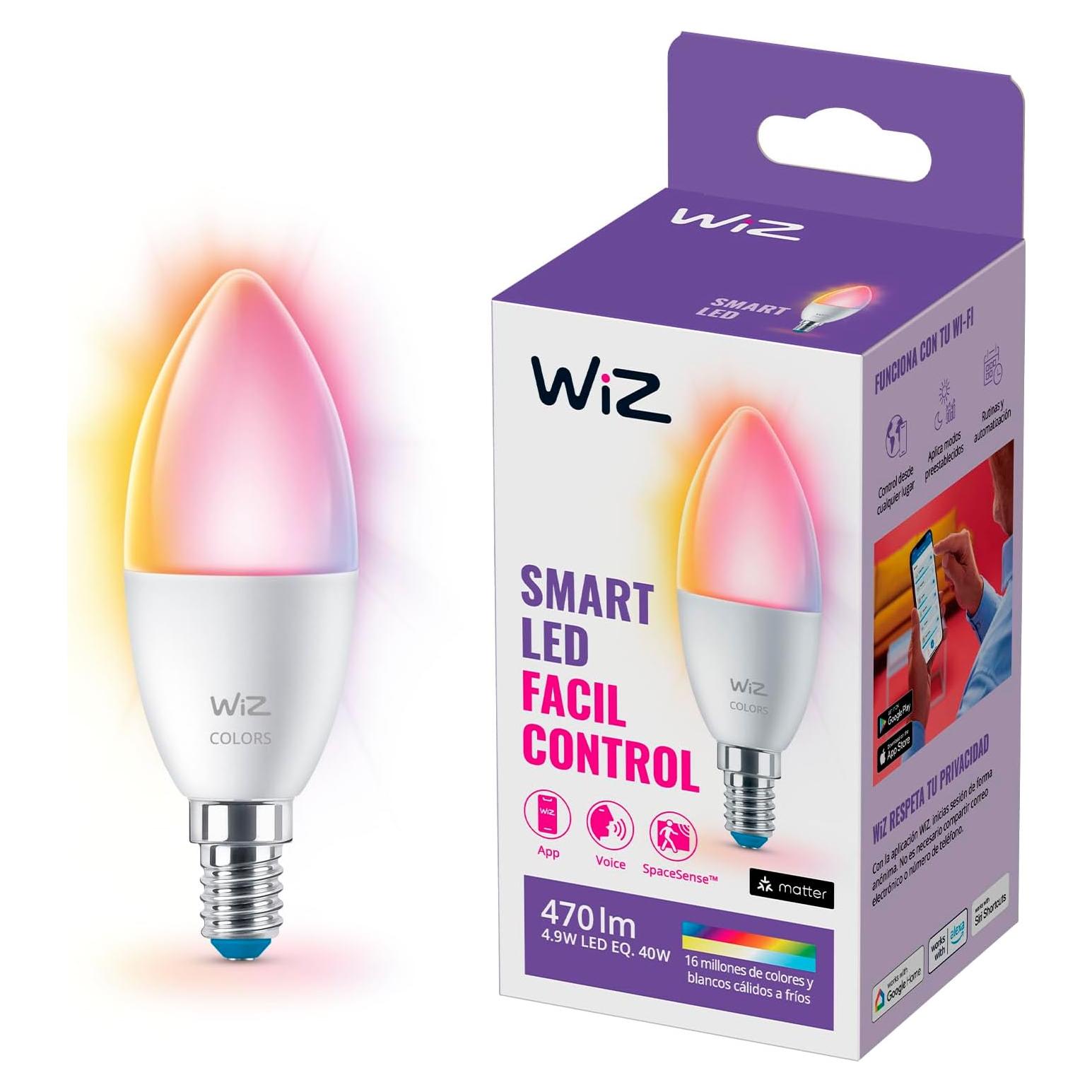 Bombilla LED Inteligente WiZ B12 40W Multicolor E12