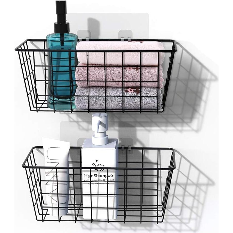 Cestas de Almacenamiento Adhesivas Deertaip 2 Pack Negro