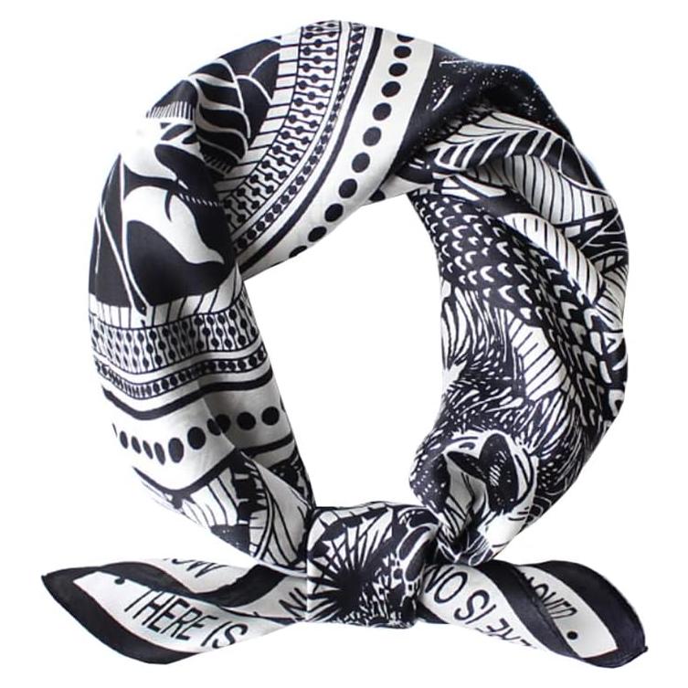 Bufanda de Seda de Morera JERLA 53x53cm Diseño Mariposa Negra