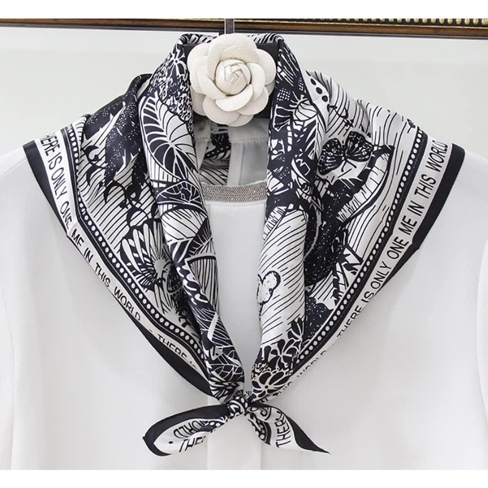 Bufanda de Seda de Morera JERLA 53x53cm Diseño Mariposa Negra