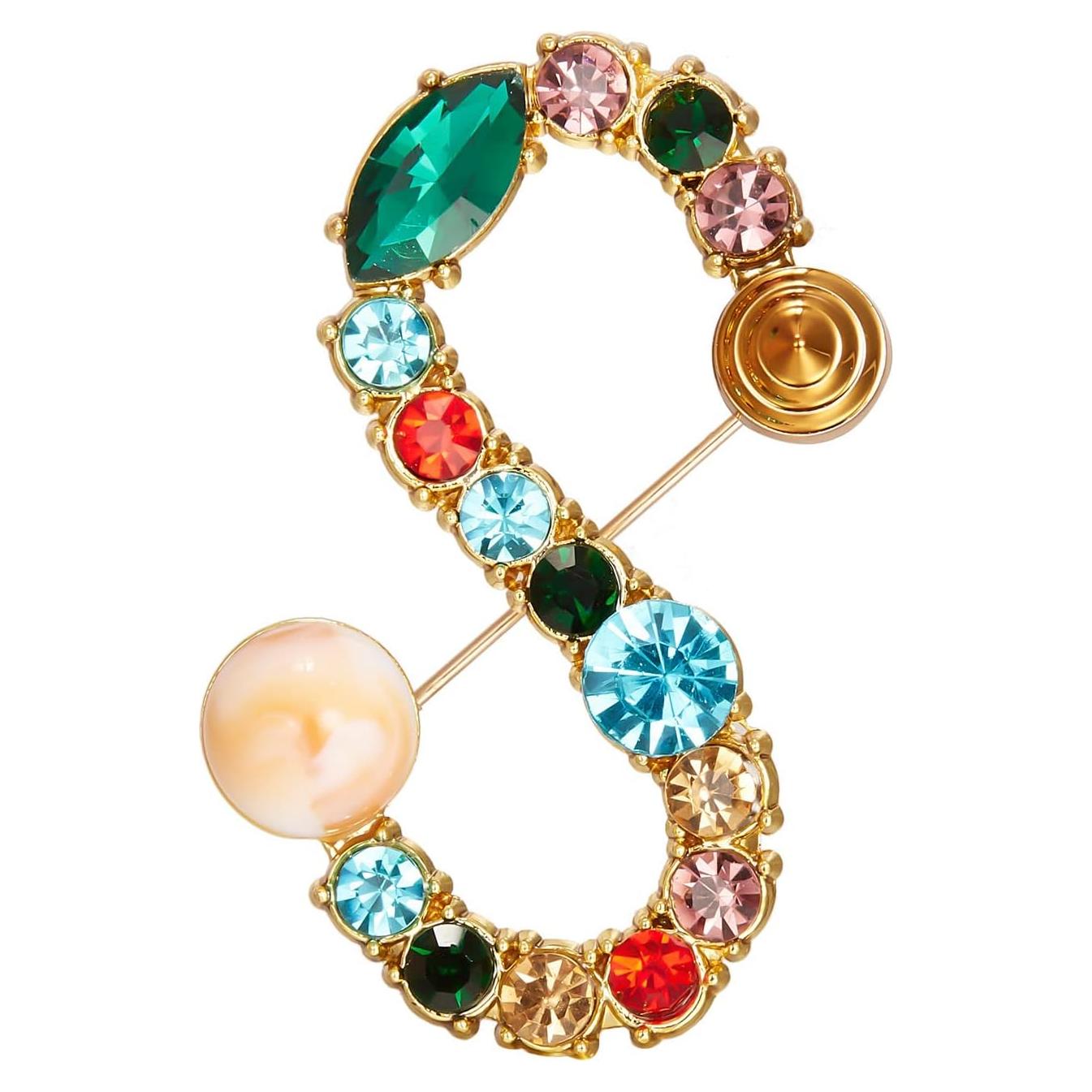Broche Inicial de Perla RINHOO A-Z para Mujeres - Joyería Colorida
