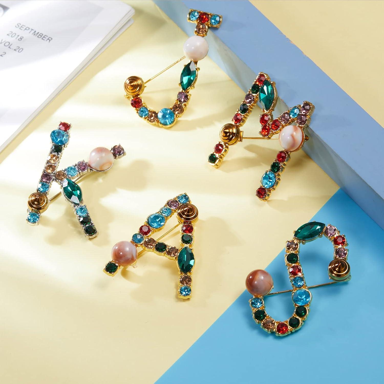 Broche Inicial de Perla RINHOO A-Z para Mujeres - Joyería Colorida