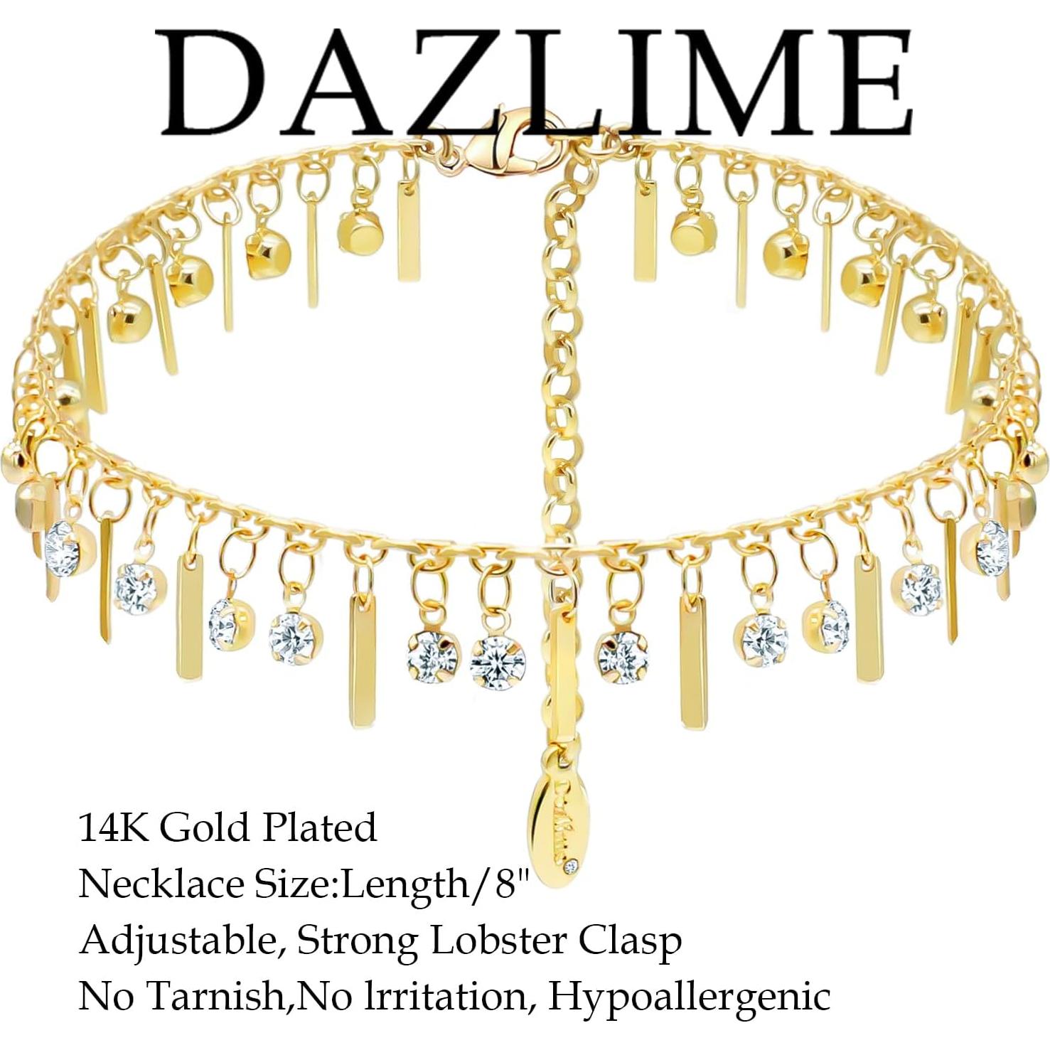 Tobillera Ajustable de Oro 14k para Mujeres con Borlas