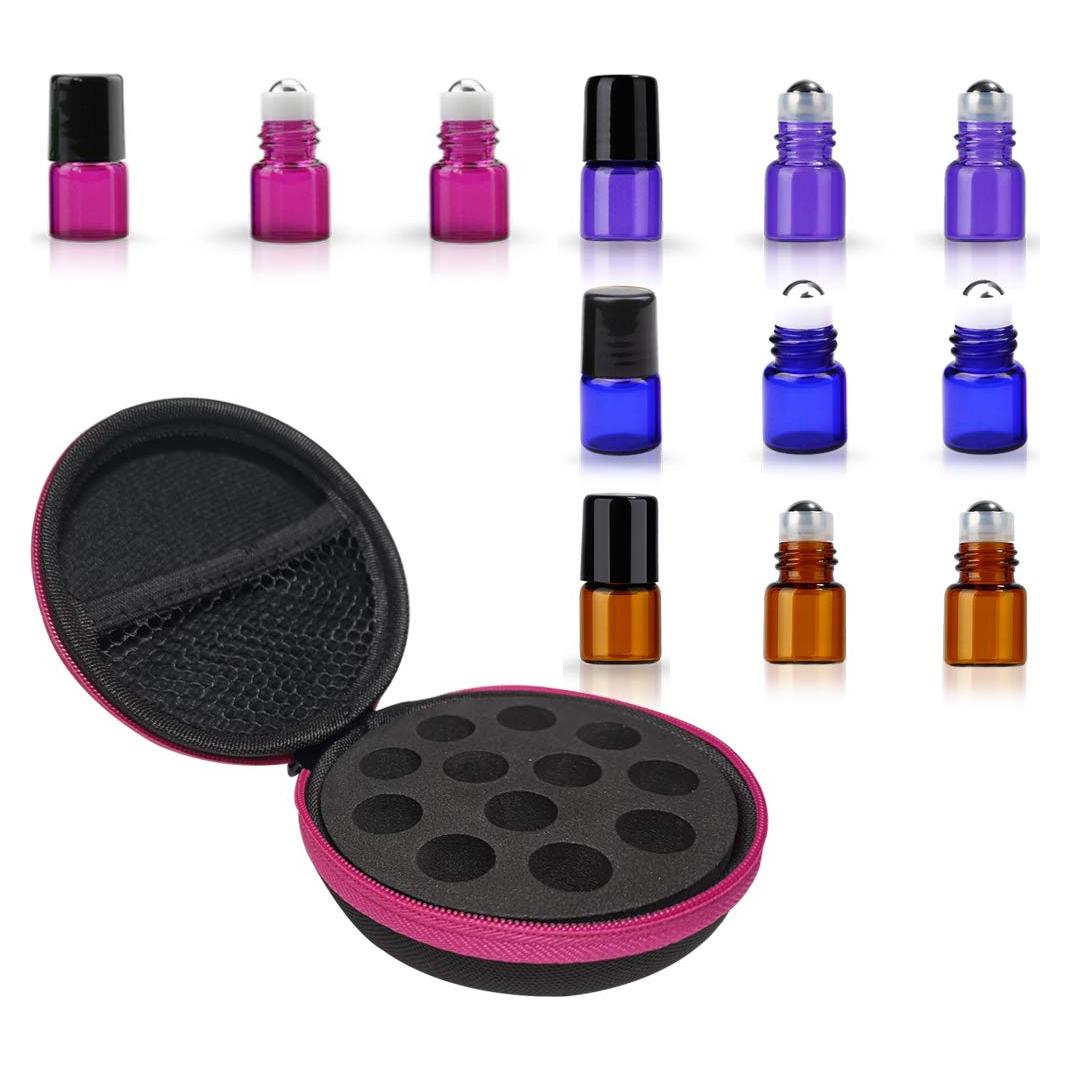 Estuche Redondo Duro AFMNQZ para 12 Botellas de Aceite Esencial 1ML