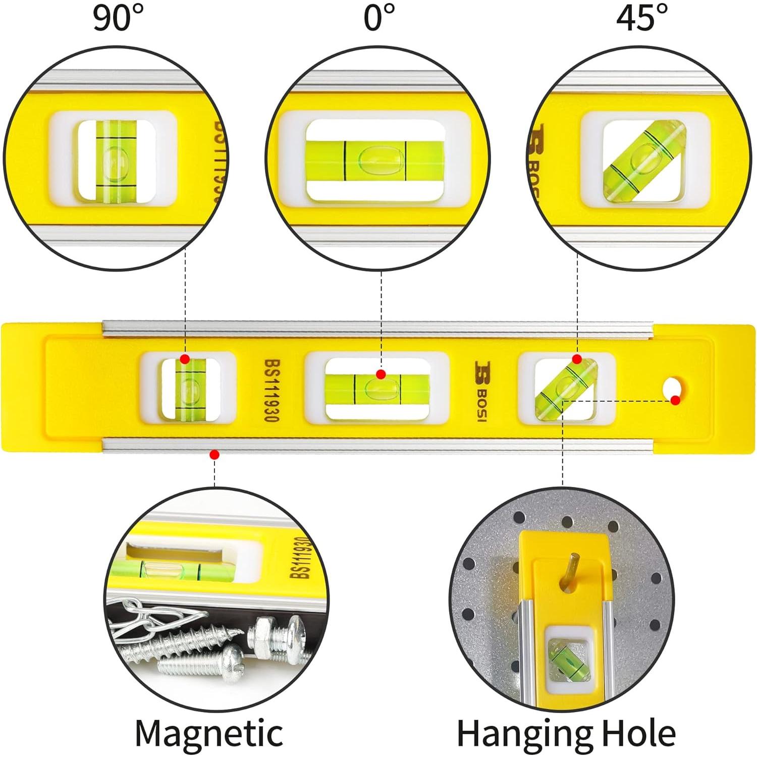 Nivel de Torpedo Magnético B BOSI TOOLS 22.86 cm 3 Burbujas