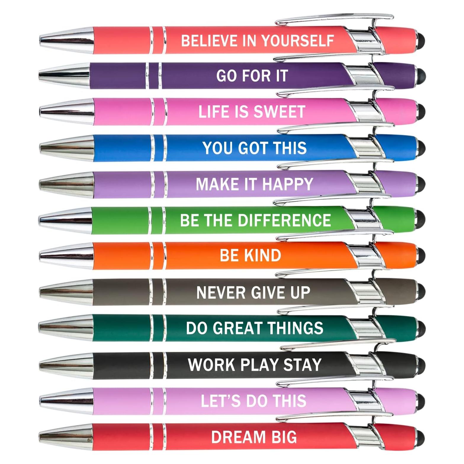 Bolígrafos Motivacionales PASISIBICK - 12 Colores, Tinta Negra