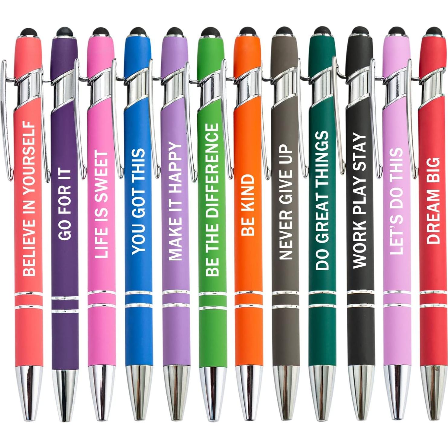 Bolígrafos Motivacionales PASISIBICK - 12 Colores, Tinta Negra